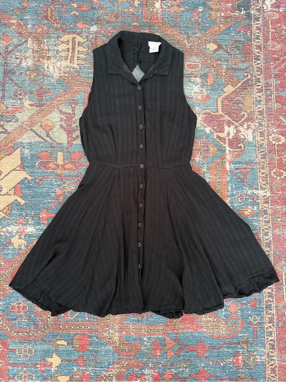 Urban Outfitters Cooperative XS Black Sleeveless Button-Front Fit n Flare Dress